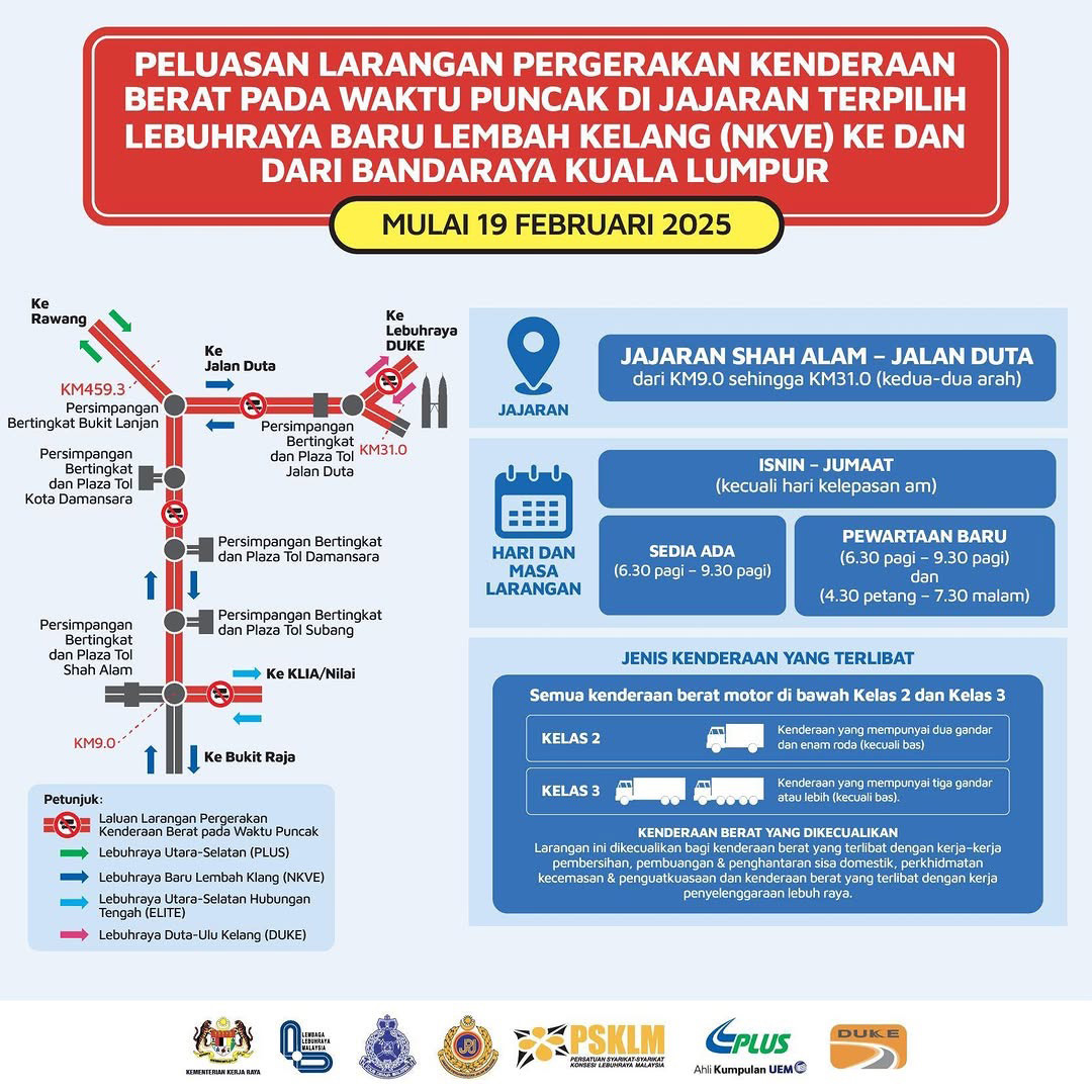 larangan pergerakan kenderaan berat